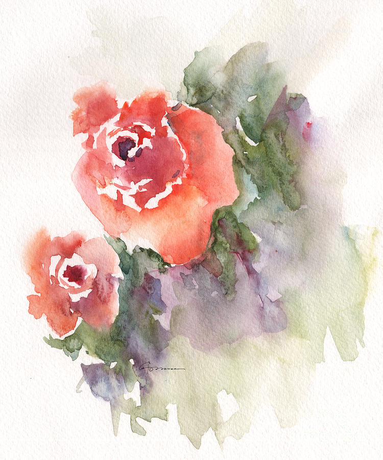 Orange Rose Painting by Claudia Hafner