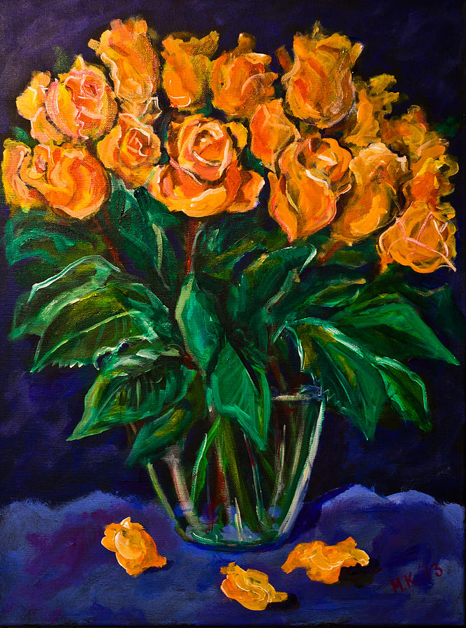 Orange roses Painting by Maxim Komissarchik