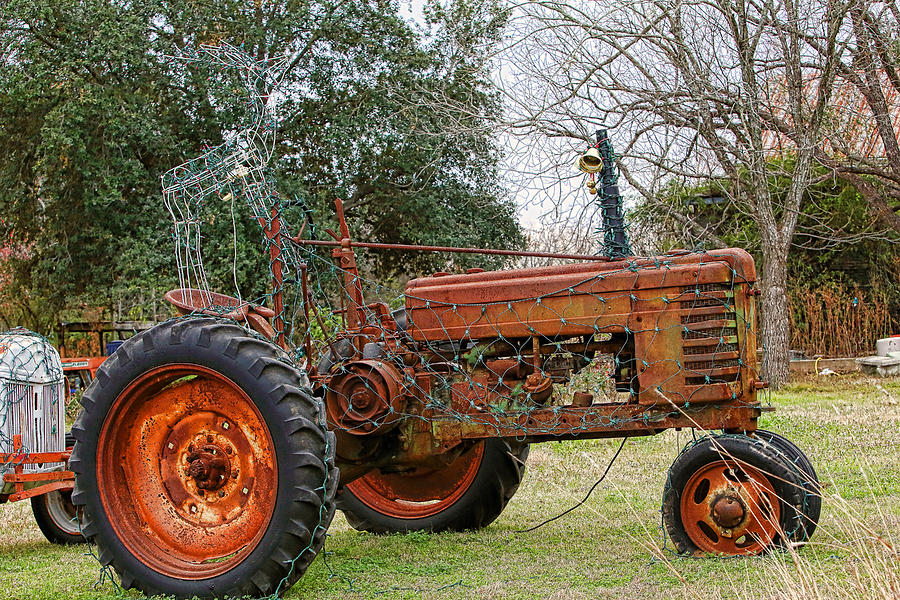 Orange Rusty Vintage Tractor Photograph by Linda Phelps