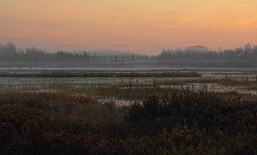 Orange September Sunrise over the Bog Lake Photograph by Dale Kauzlaric