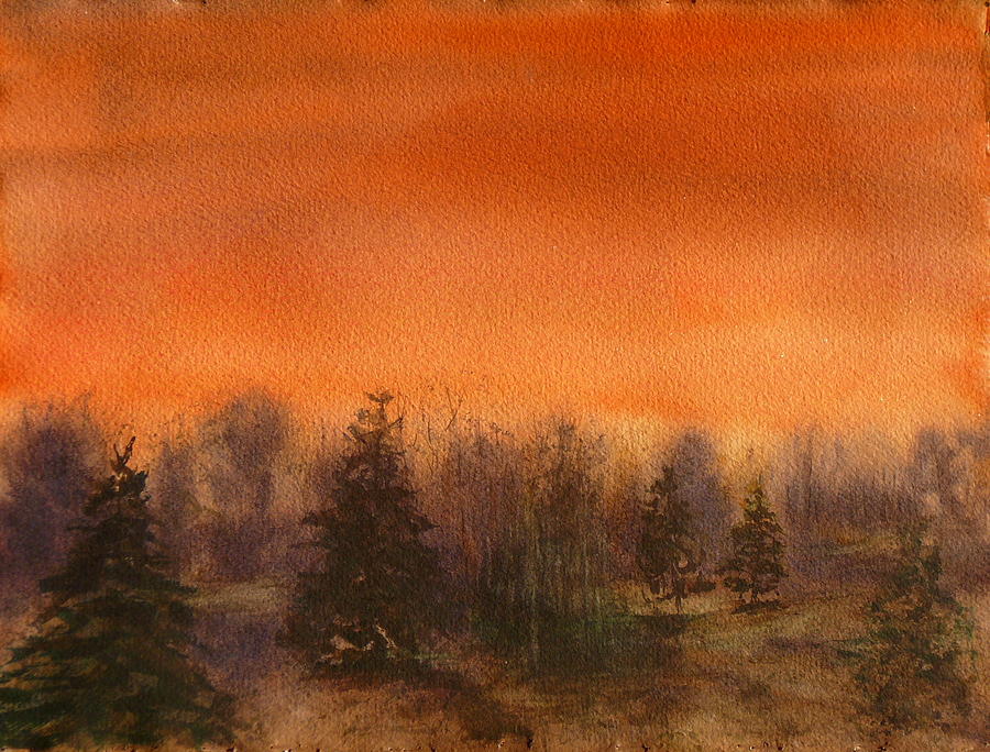 Tree Painting - Orange Sherbet Skies by Eldora Schober Larson