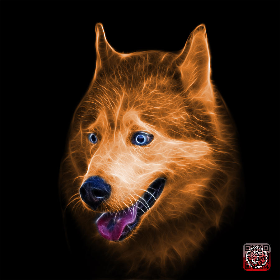 Orange Siberian Husky Dog Art - 6062 - BB Painting by James Ahn
