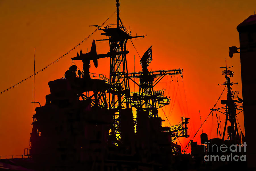 Orange Silhouetted USS Little Rock Photograph by Jim Lepard