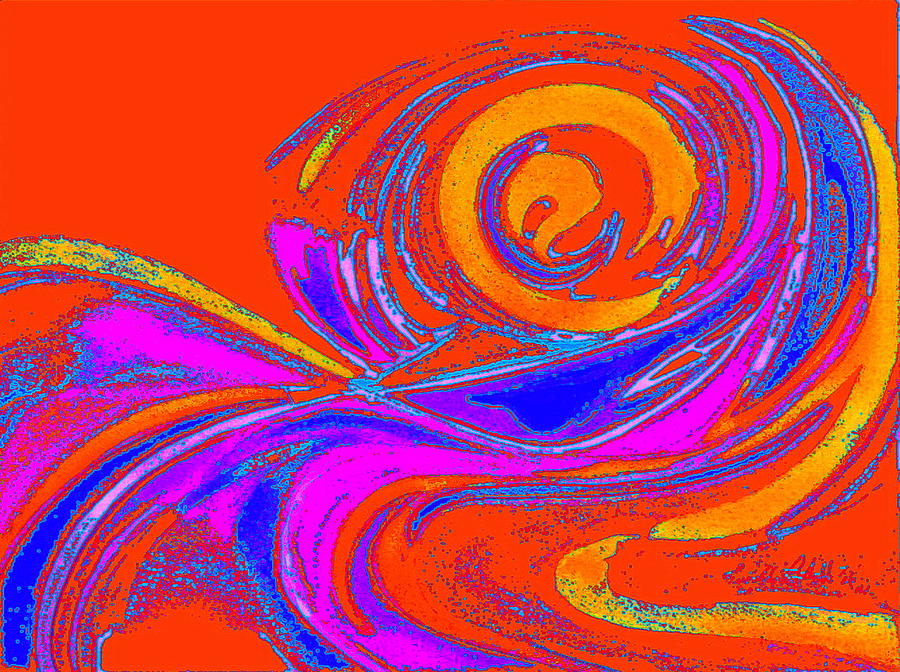 Orange Sky Wave  Digital Art by Priscilla Batzell Expressionist Art Studio Gallery