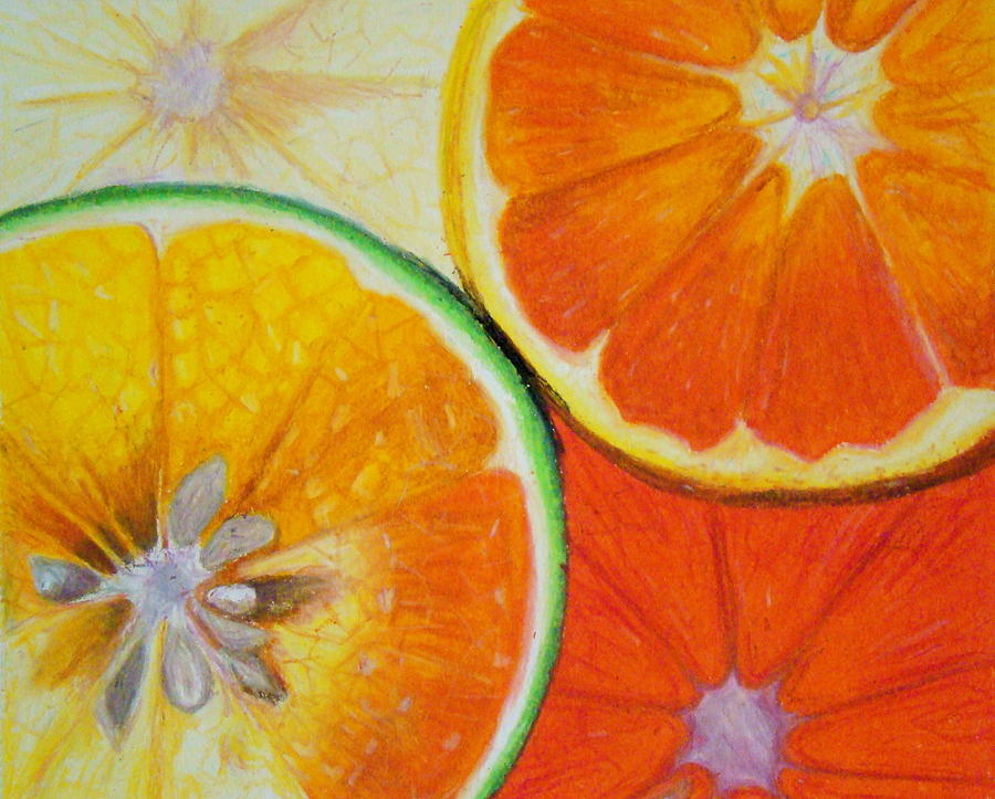 Juice Drawing - Orange Slices by Caroline  Reid