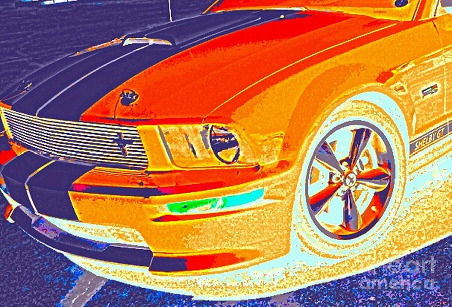 Orange Stang Digital Art by James Eye
