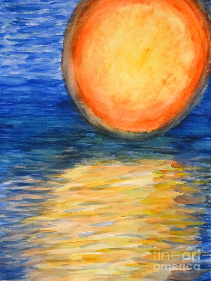 Sunset Painting - Orange Sunset by Diane DiMarco