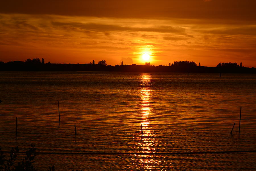 Sunset Photograph - Orange Sun on the Horizon by Patricia Twardzik
