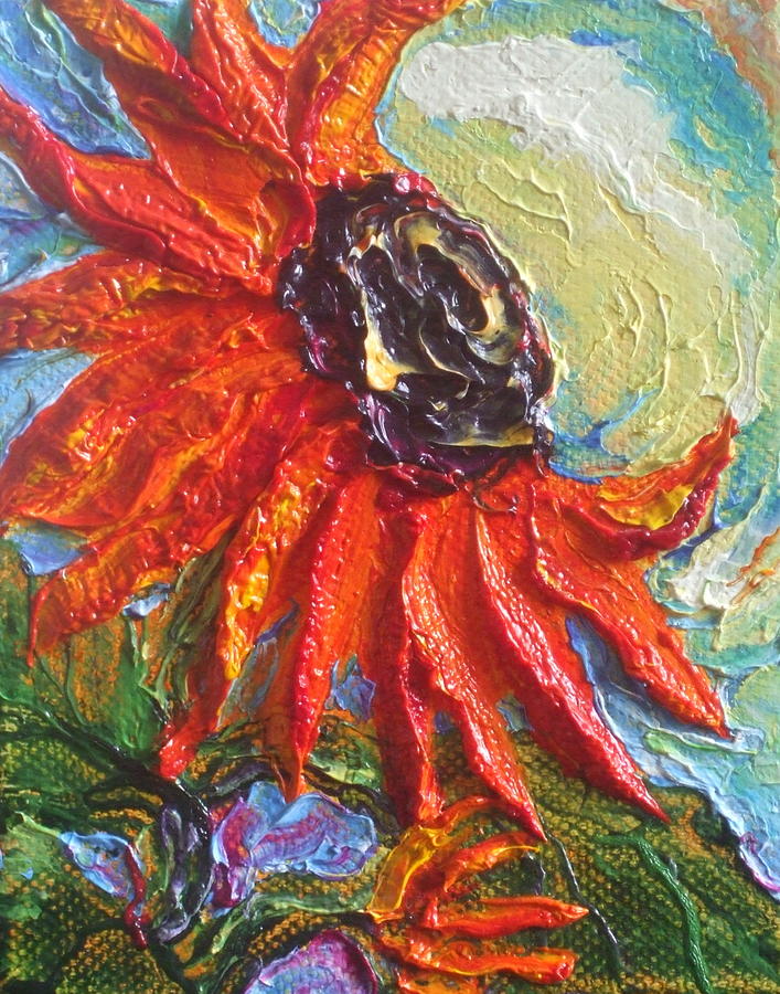 Orange Sunflower Painting by Paris Wyatt Llanso