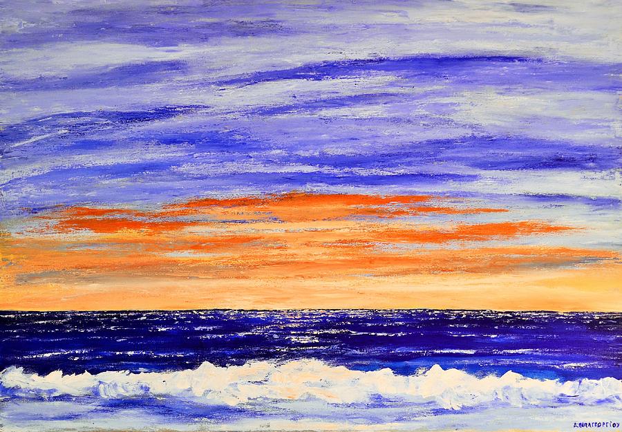 Orange Sunset Painting by Dimitra Papageorgiou - Fine Art America