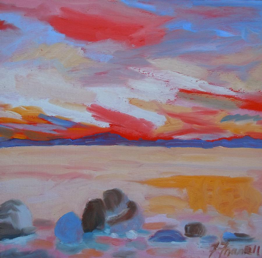 Orange Sunset Painting by Francine Frank