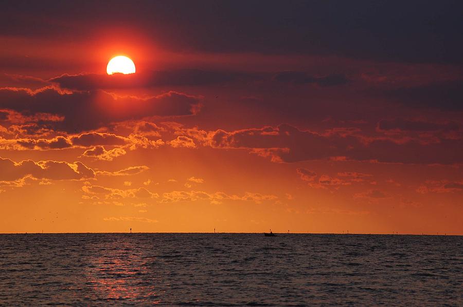 Orange Sunset Over Oyster Bay Digital Art by Michael Thomas