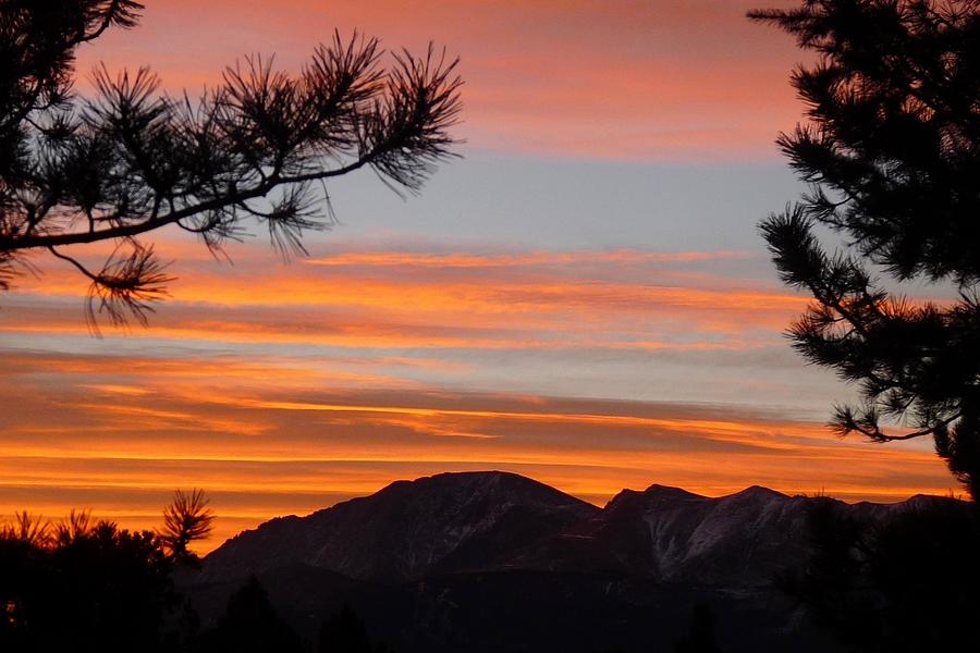 Orange Sunset over Pikes Peak Photograph by Marilyn Burton