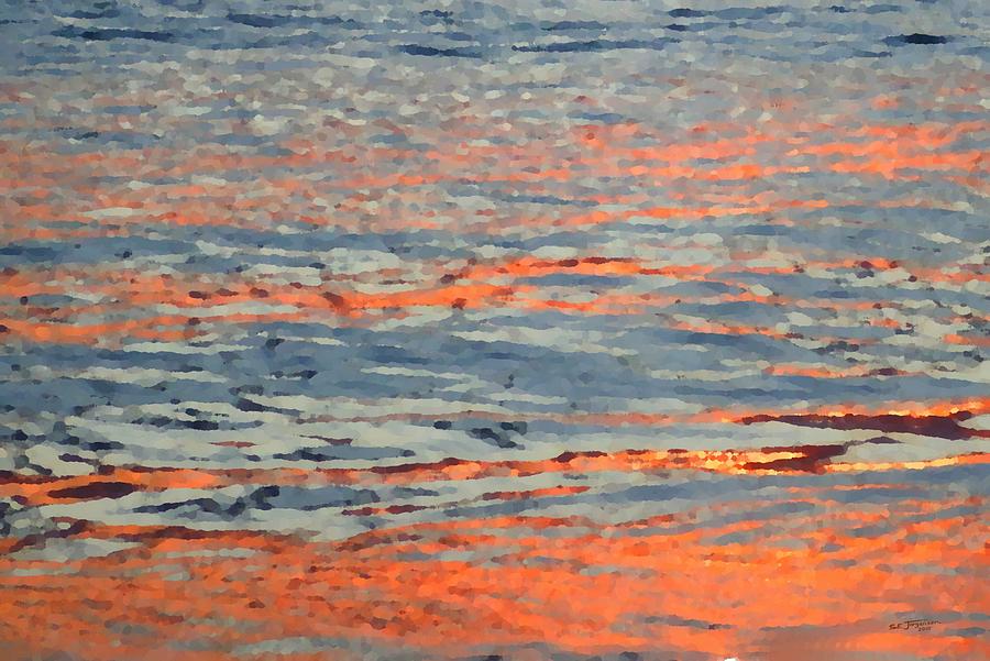 Orange Sunset Reflections Painting by Stephen Jorgensen