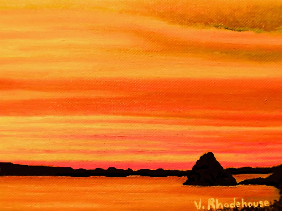 Orange Sunset Painting by Victoria Rhodehouse
