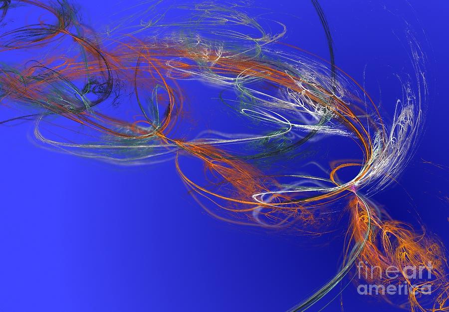 Abstract Digital Art - Orange Threads by Mark Bowden