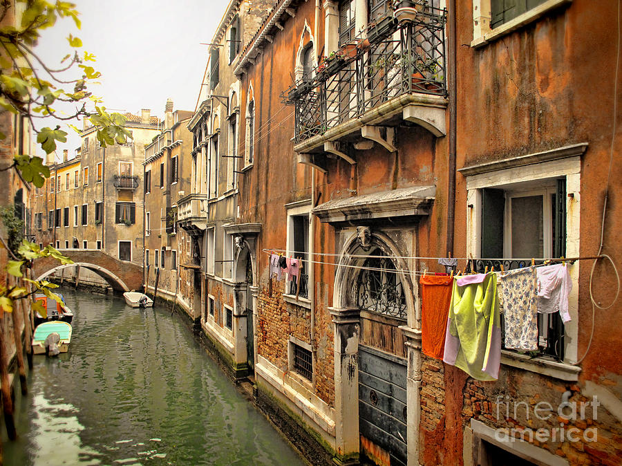 Orange Towel Venice Canal Photograph by Diane Enright