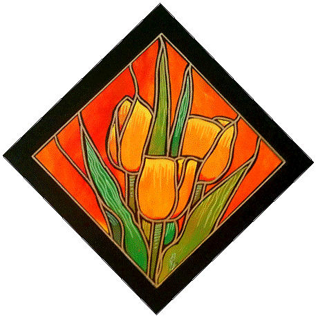 Orange Tulips on Orange Painting by Jim Harris