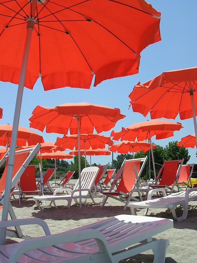 Orange Umbrellas Calabria Photograph by Caroline Stella