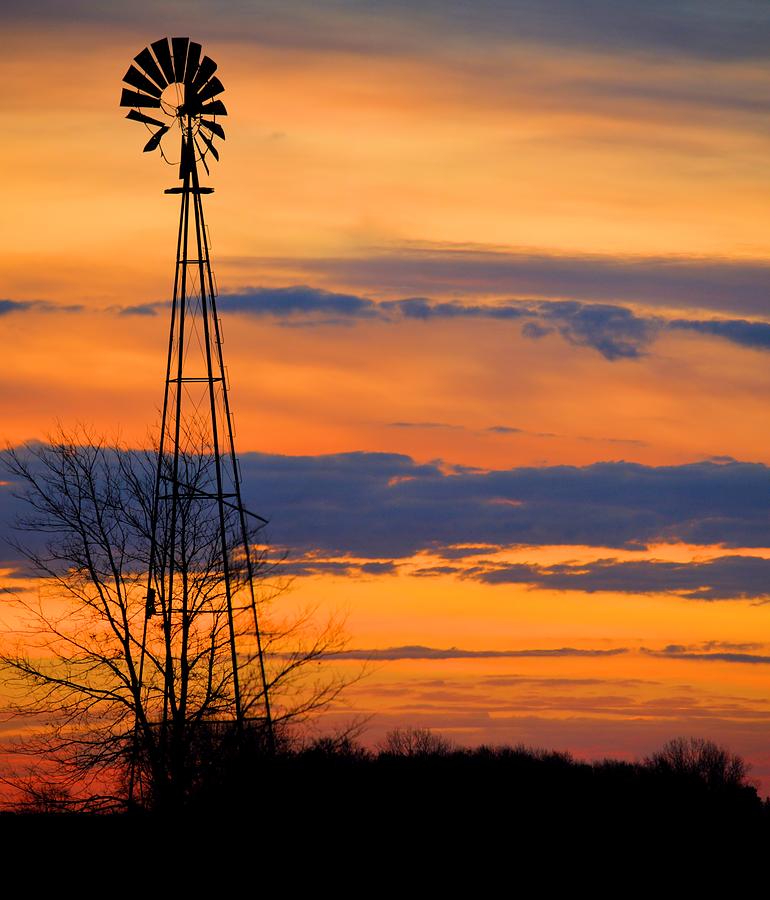 Orange Windmill Photograph by Bonfire Photography