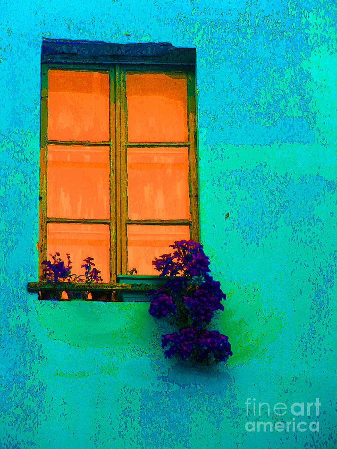 Orange Window With Flowers Photograph by Ann Johndro-Collins