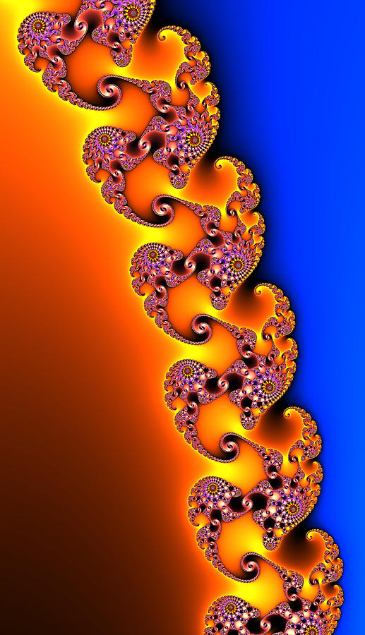 Orange yellow and blue digital fractal artwork Digital Art by Matthias Hauser