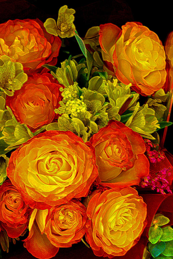Orange Yellow Rose Pouquet Photograph by Linda Phelps