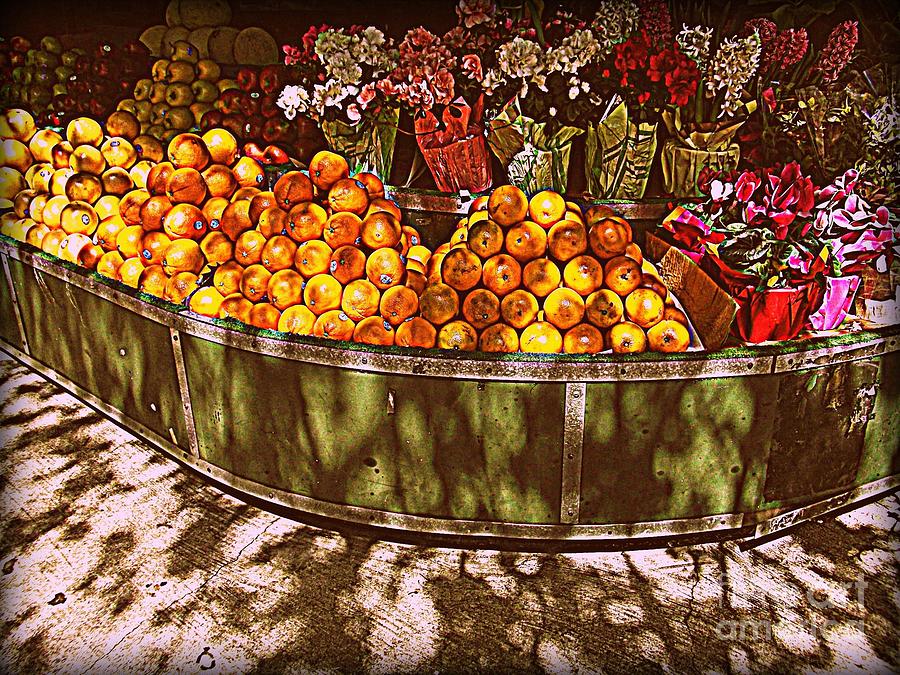 Oranges and Flowers Photograph by Miriam Danar