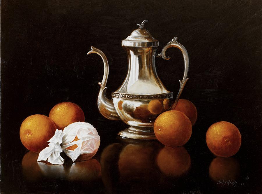 Still Life Painting - Oranges and Pitcher by Carlos Reales