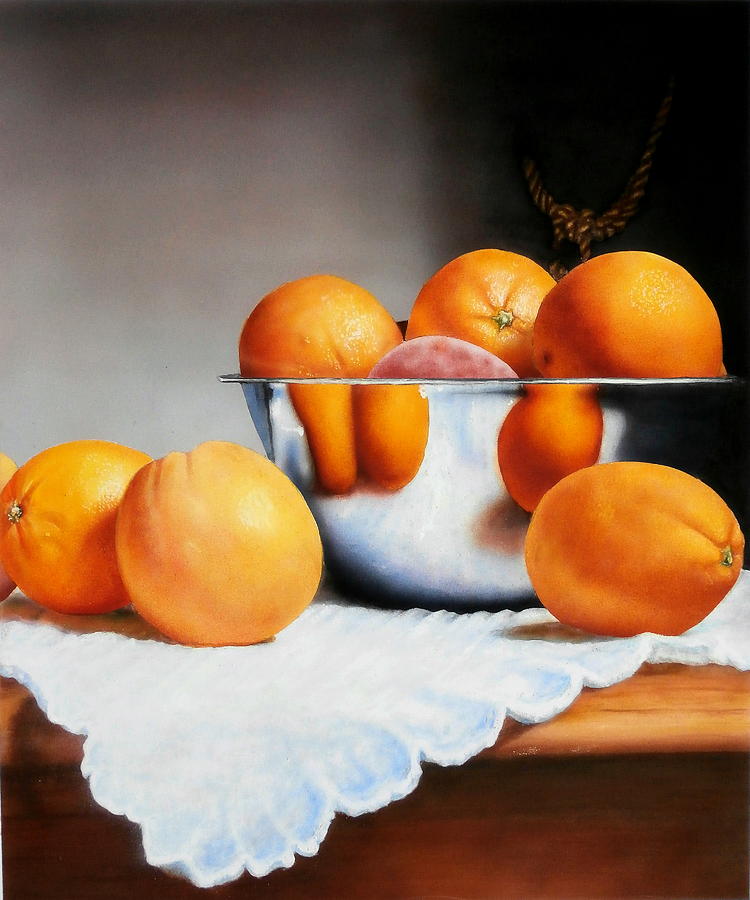 Still Life Painting - Oranges and Silver Bowl by Steven McPeak