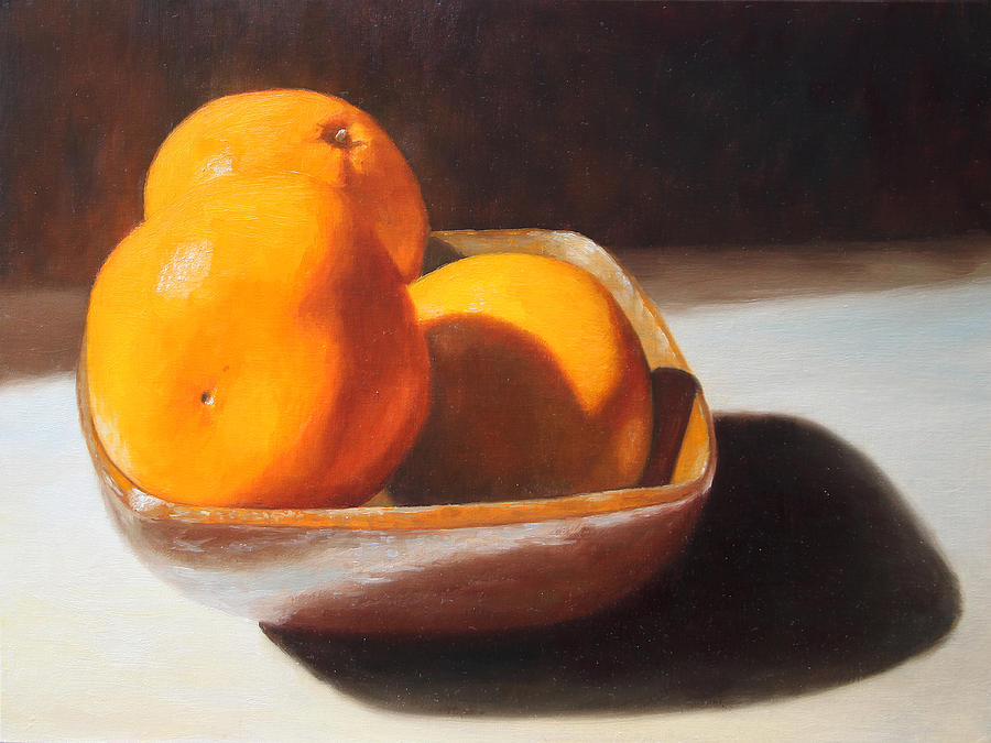 Oranges in a Glazed Bowl Painting by Beth Johnston
