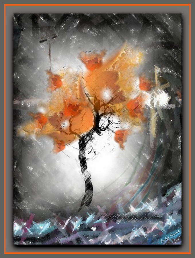 Abstract Mixed Media - Orangette  by Freddy Kirsheh