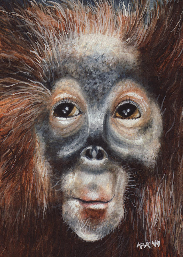 Monkey Painting - Orangutan by Katherine Klimitas
