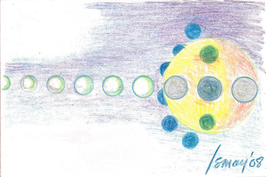 Orb Drawing - Orb 1 Yellow and Blue by Rod Ismay