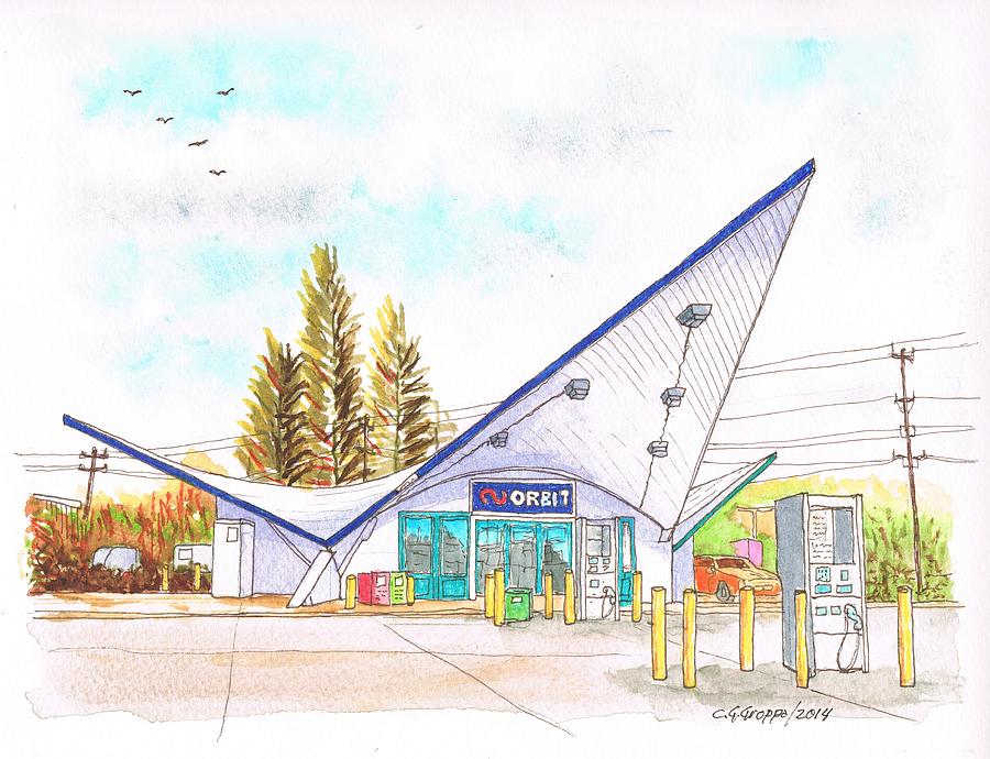 Orbit Gas Station in Sacramento - California Painting by Carlos G Groppa
