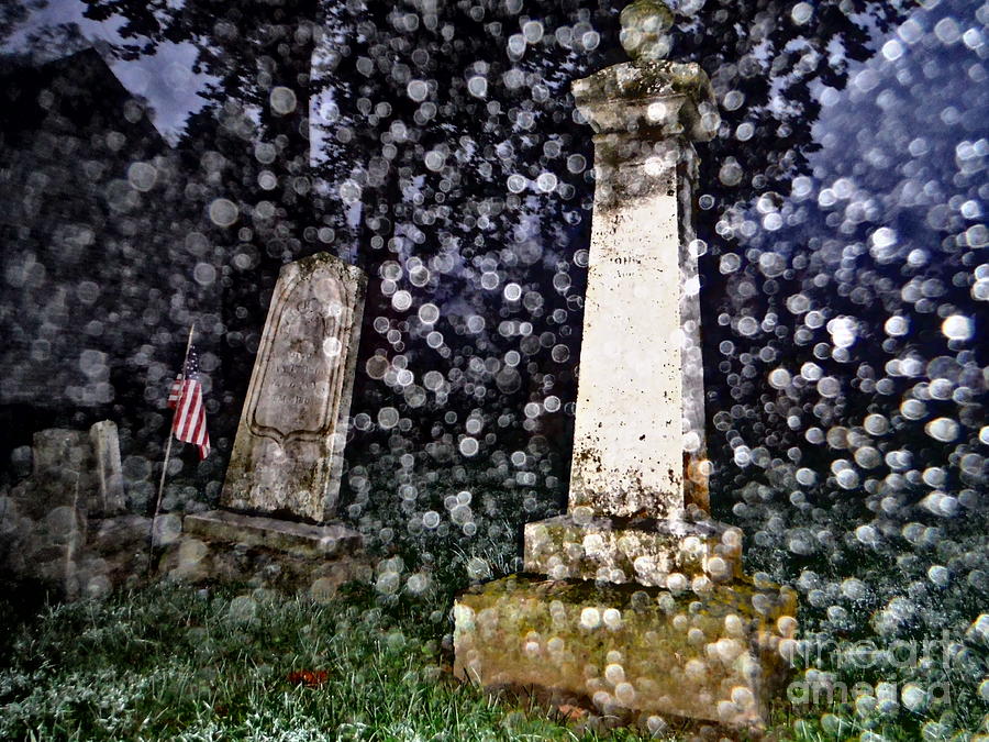 Orbs At Dawn Throughout The Cemetery Photograph by Paddy Shaffer