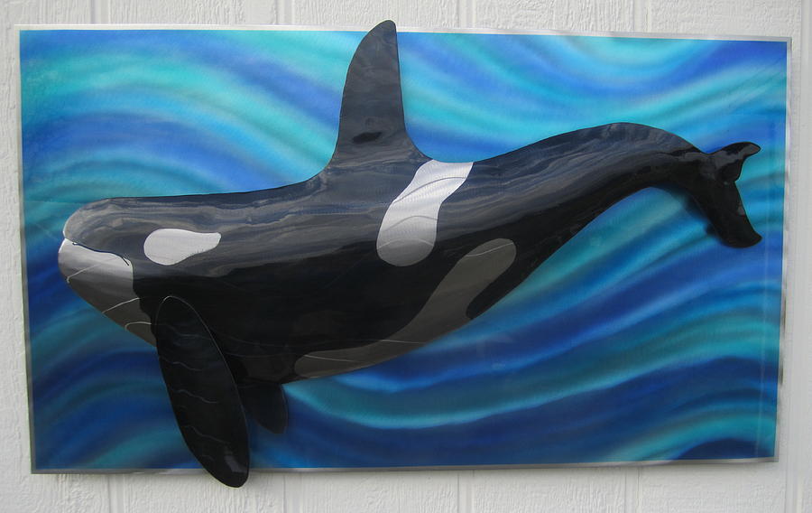 Orca Sculpture - Orca Killer Whale 3D wall sculpture by Robert Blackwell
