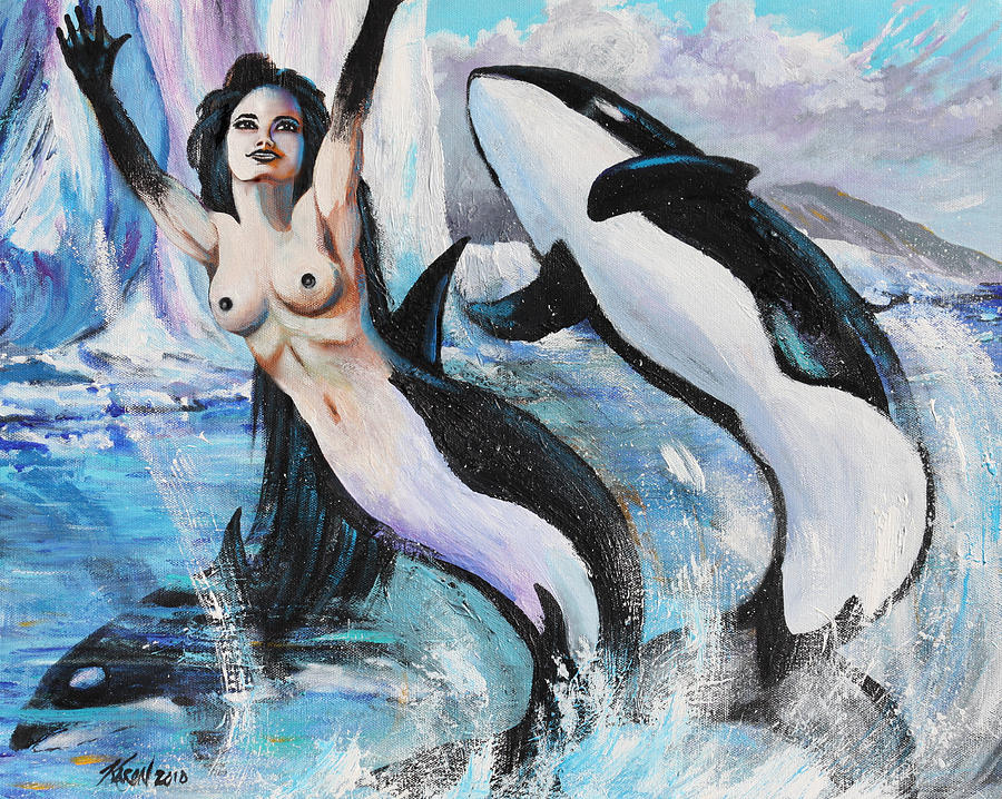 Orca Mermaid Painting by Karon Melillo DeVega