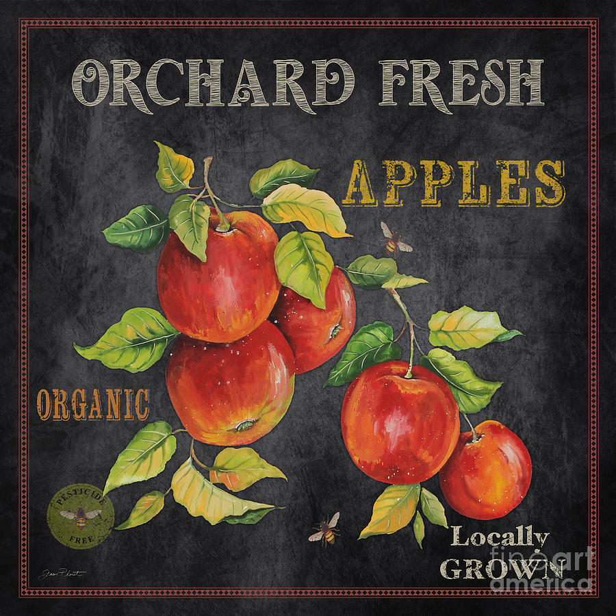 Typography Painting - Orchard Fresh Apples-JP2638 by Jean Plout