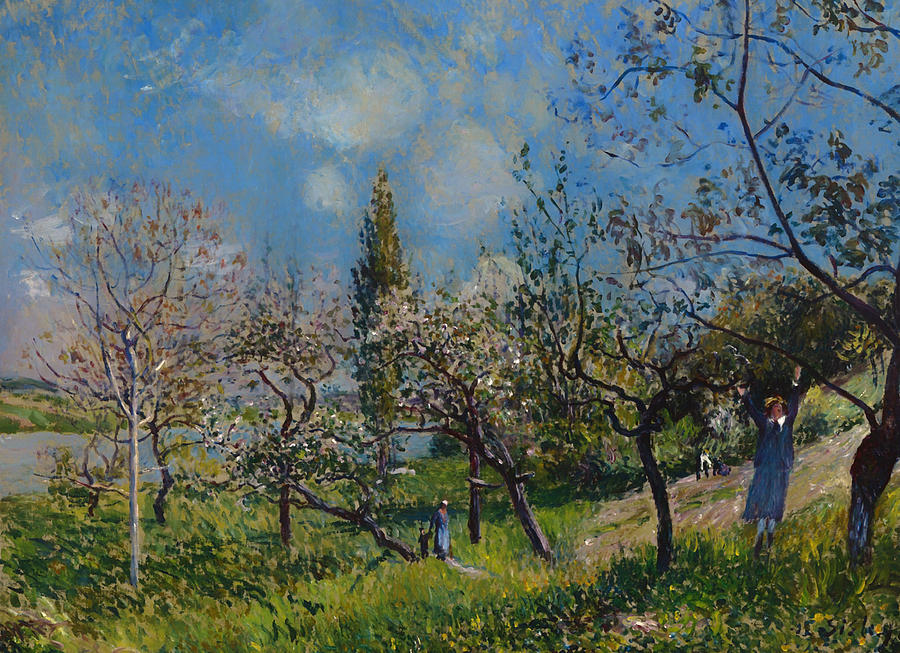 Vintage Painting - Orchard in Spring by Mountain Dreams