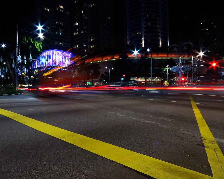 Orchard Road Light Trails Photograph by Scott Cameron
