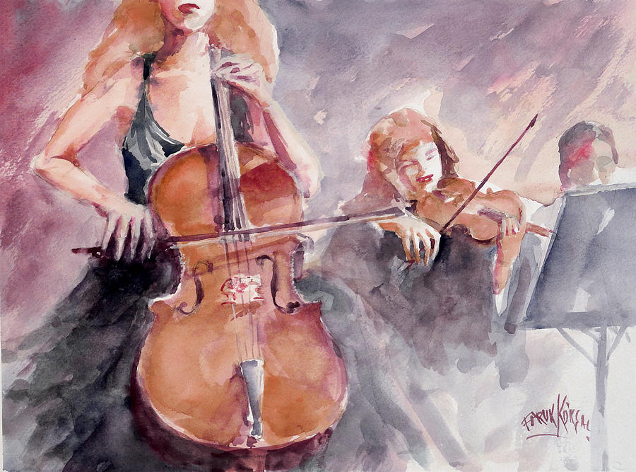 Cello Painting - Orchestra by Faruk Koksal