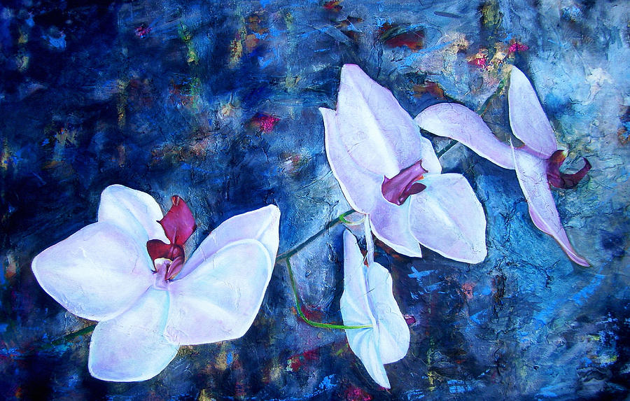 Orchid Blue Painting by Laura Pierre-Louis