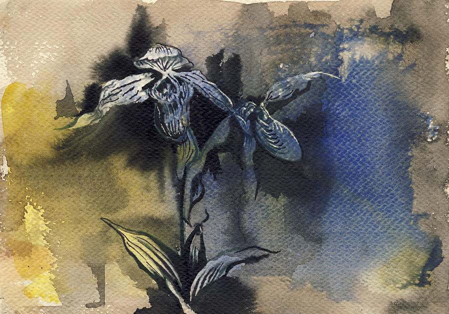 Orchid In Blues Painting by Alfred Ng