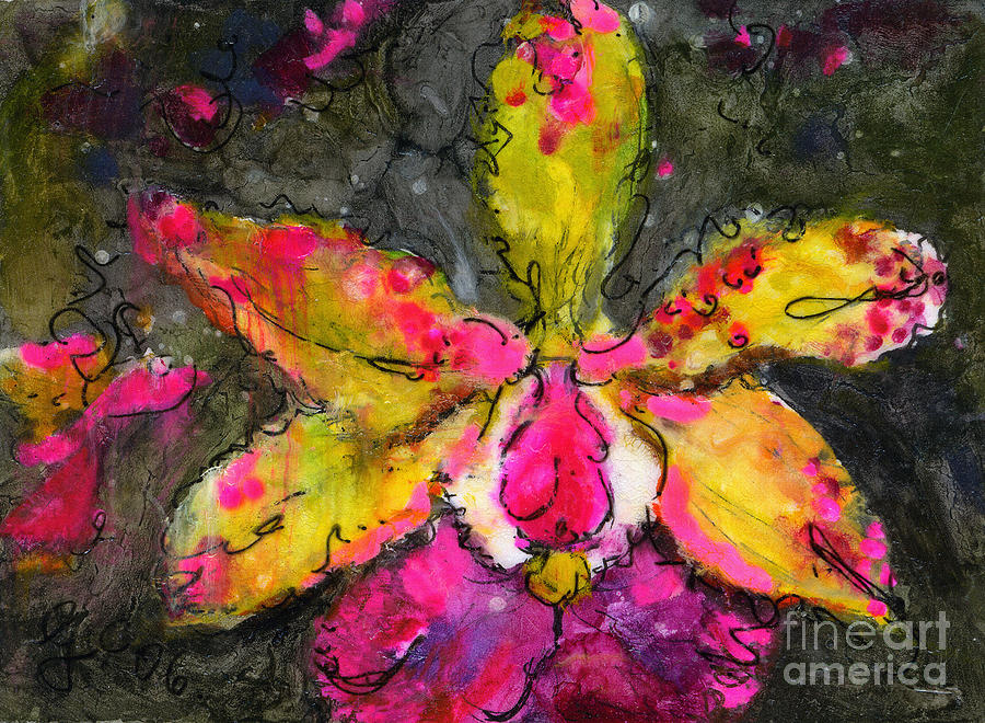 Orchid Modern Expressive Painting Painting by Ginette Callaway
