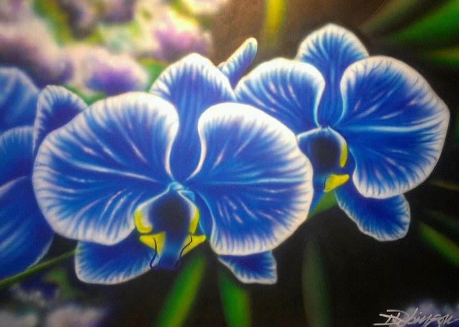 Orchid-Strated Blues Painting by Darren Robinson