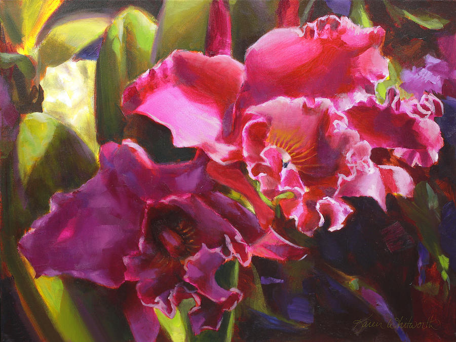 Orchids in Magenta Painting by K Whitworth
