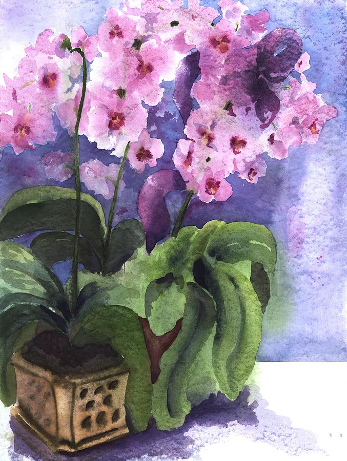 Orchids in the Window Painting by Maria Hunt