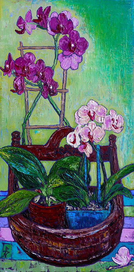 Orchids on Stripes by Linda J Bean Orchids on Stripes by Linda J Bean