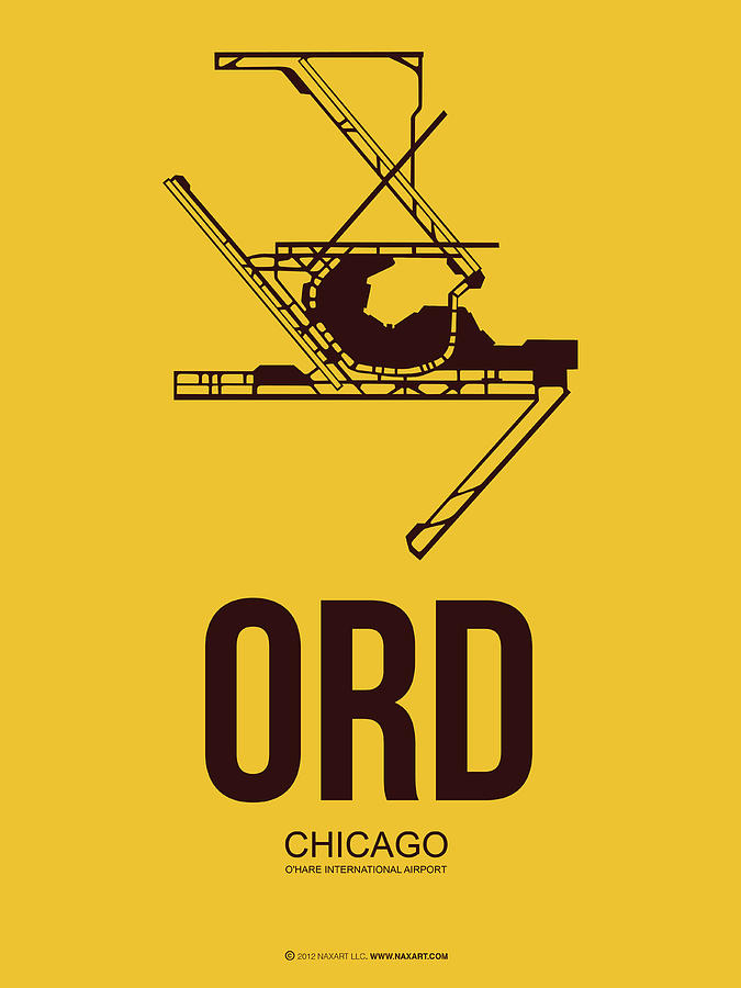 Chicago Digital Art - ORD Chicago Airport Poster 1 by Naxart Studio